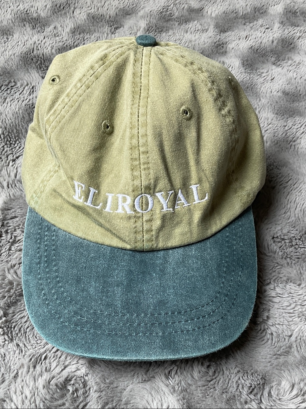 ELIROYAL Two-Tone Washed Baseball Cap - Olive & Teal